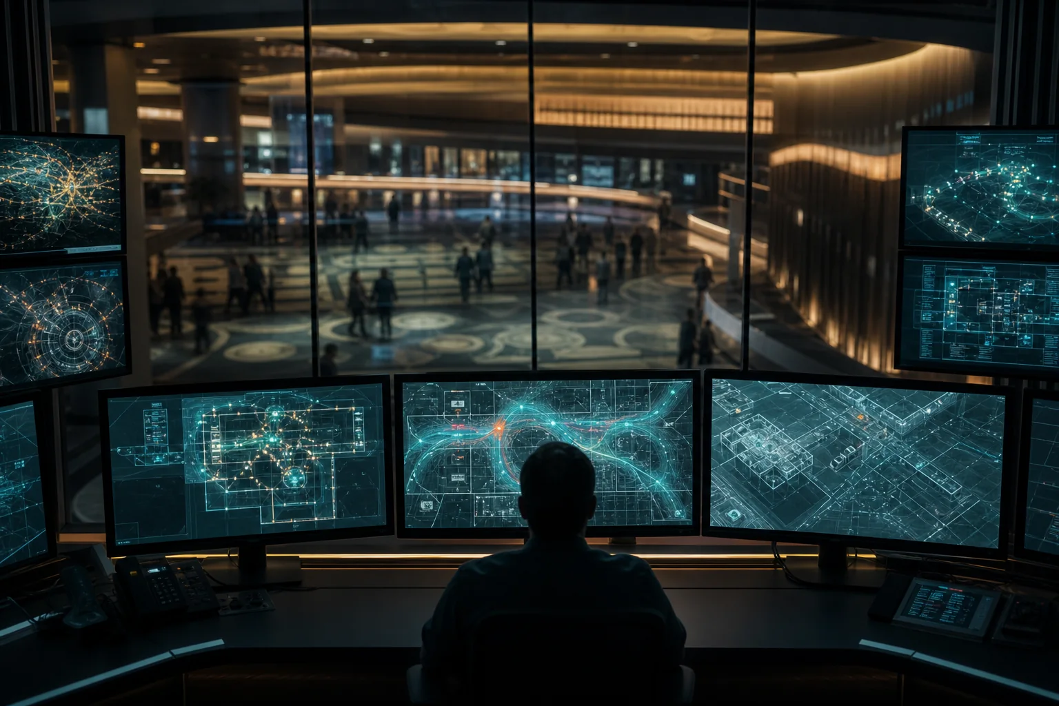 Anonymous operator monitoring architectural movement maps in a control room